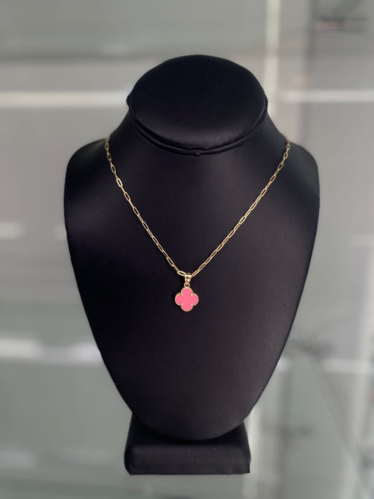 14KT GOLD PINK FLOWER NECKLACE
