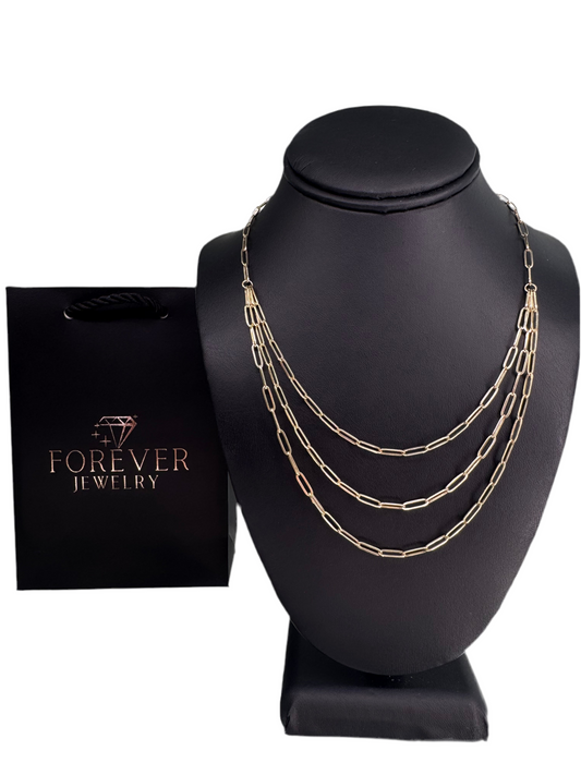 14K Gold 3 Necklaces in 1