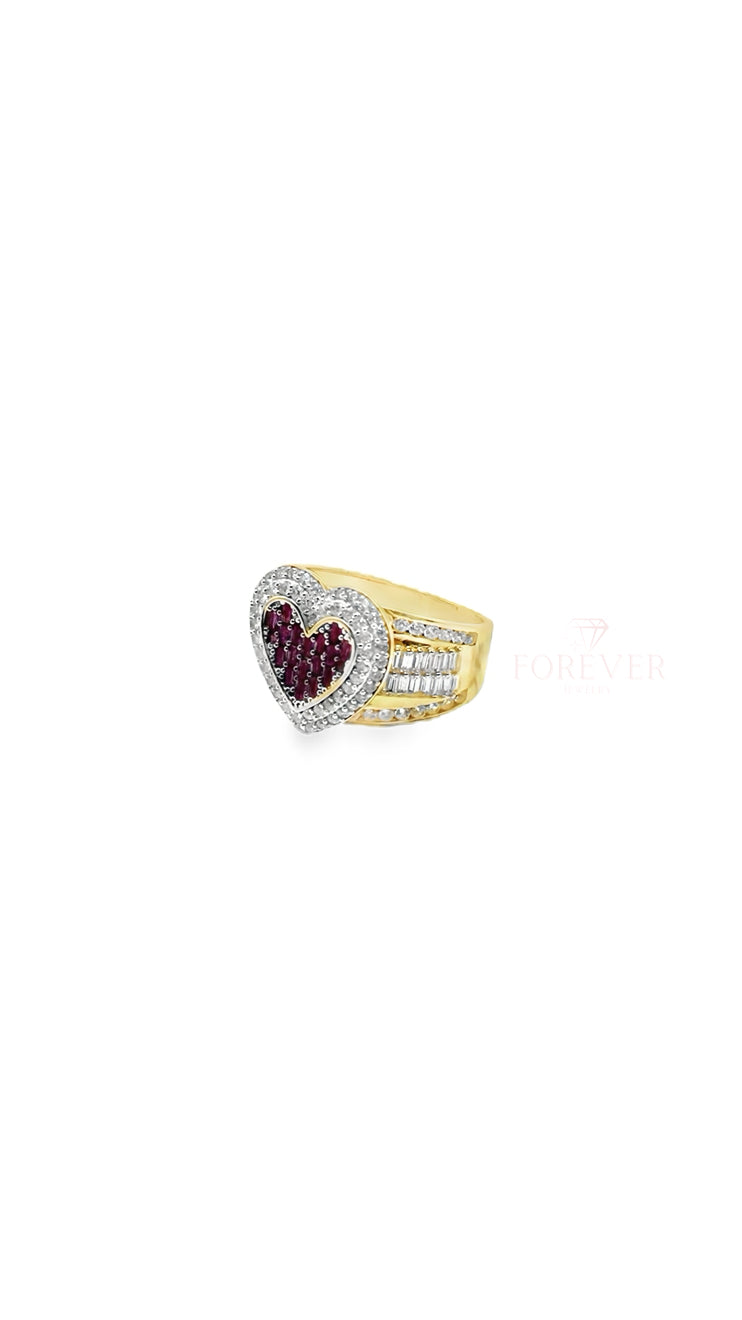 14KT GOLD PINK HEART RING