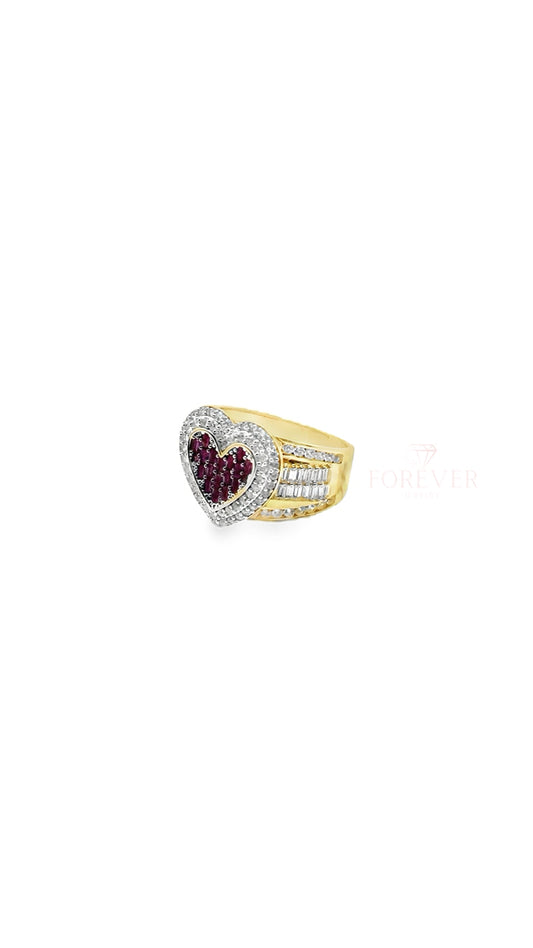 14KT GOLD PINK HEART RING