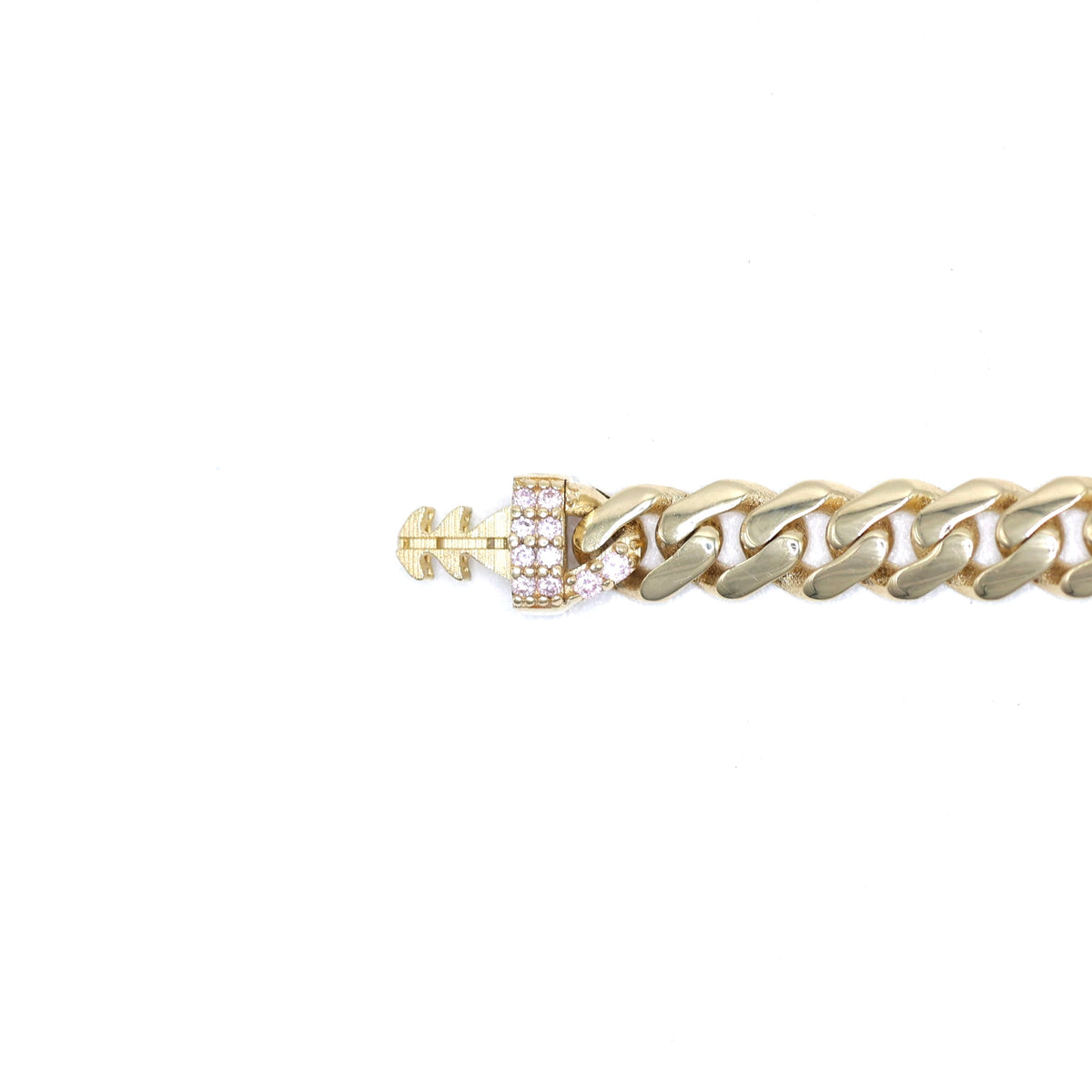 14KT GOLD MONACO CHAIN BABY ID PLAQUE BRACELET - 5MM SIZE 6 PINK PAVE LOCK CERTIFIED