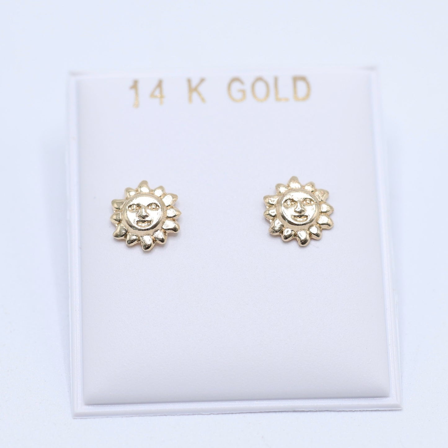 14KT GOLD SUN FACE SCREW ON EARRINGS