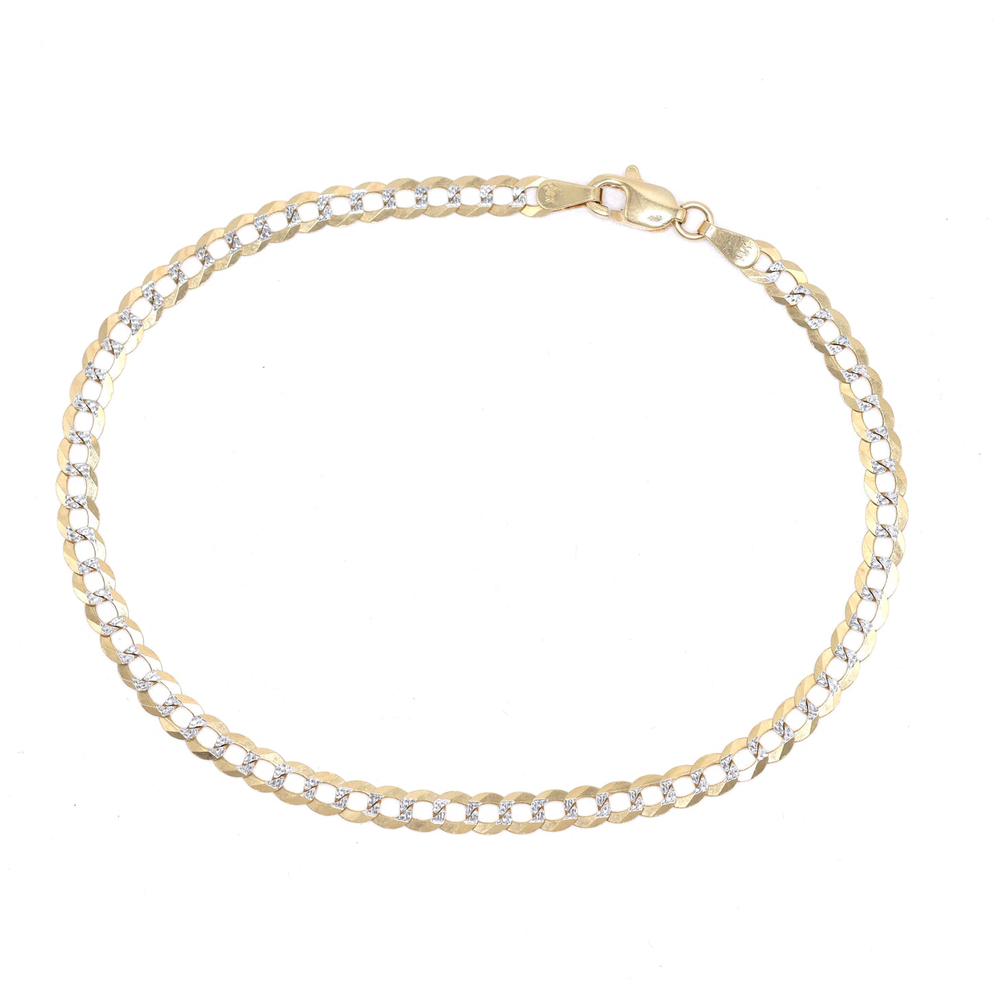 14KT GOLD 4MM DIAMOND CUT CUBAN BRACELET - SOLID