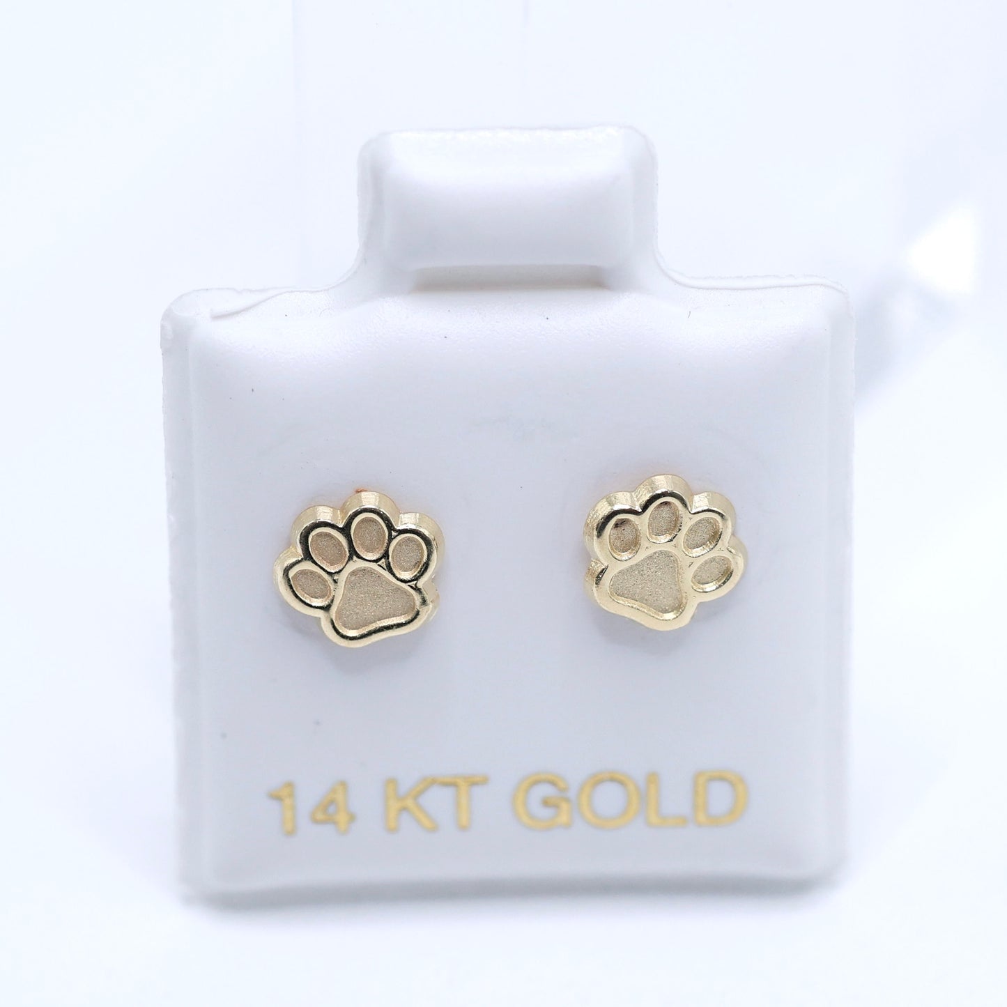 14KT GOLD PAW PRINT SCREW ON EARRINGS