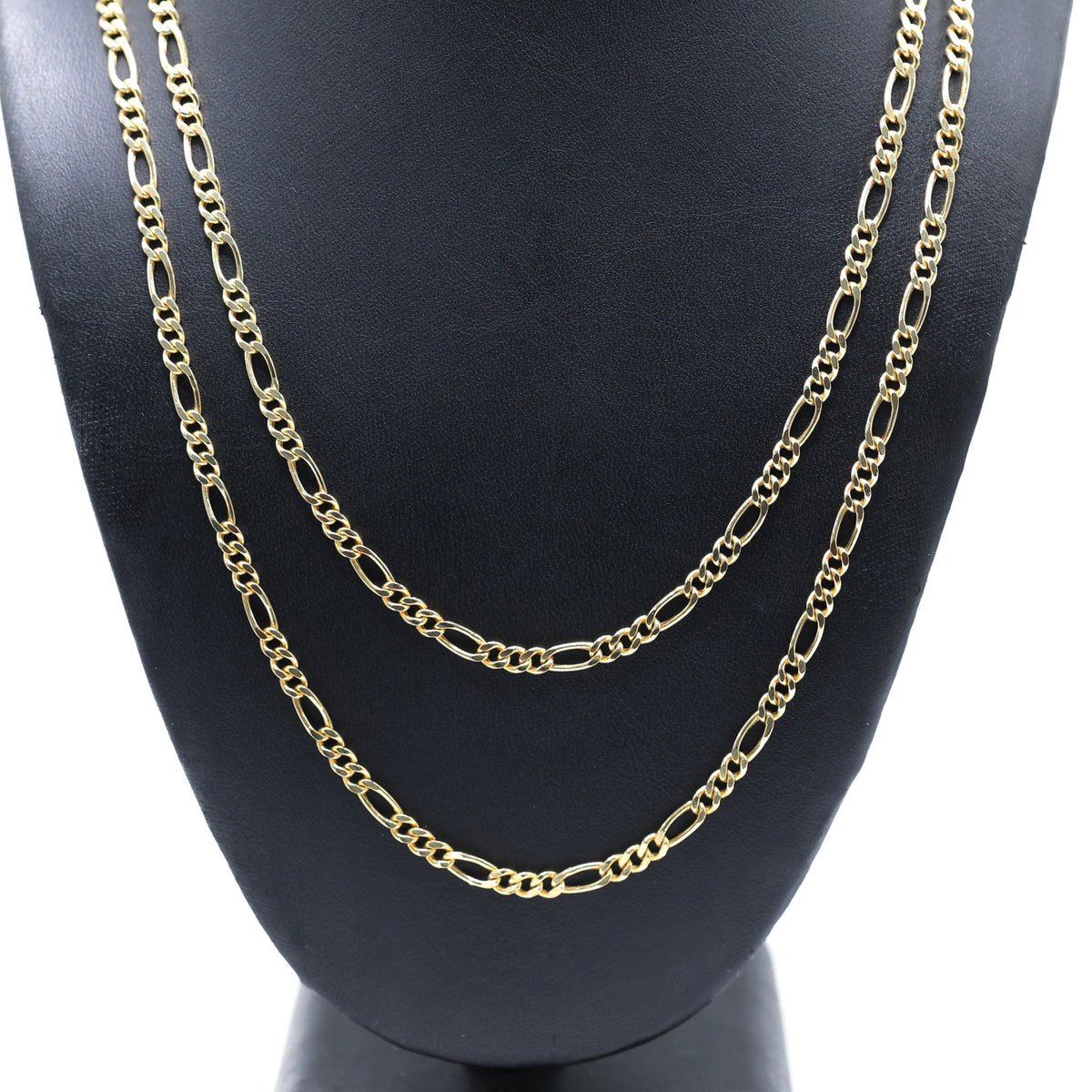 14KT GOLD FIGARO NECKLACE 4MM SEMISOLID SIZE 22"