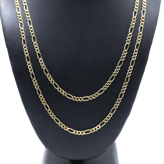 14KT GOLD FIGARO NECKLACE 4MM SEMISOLID SIZE 22"