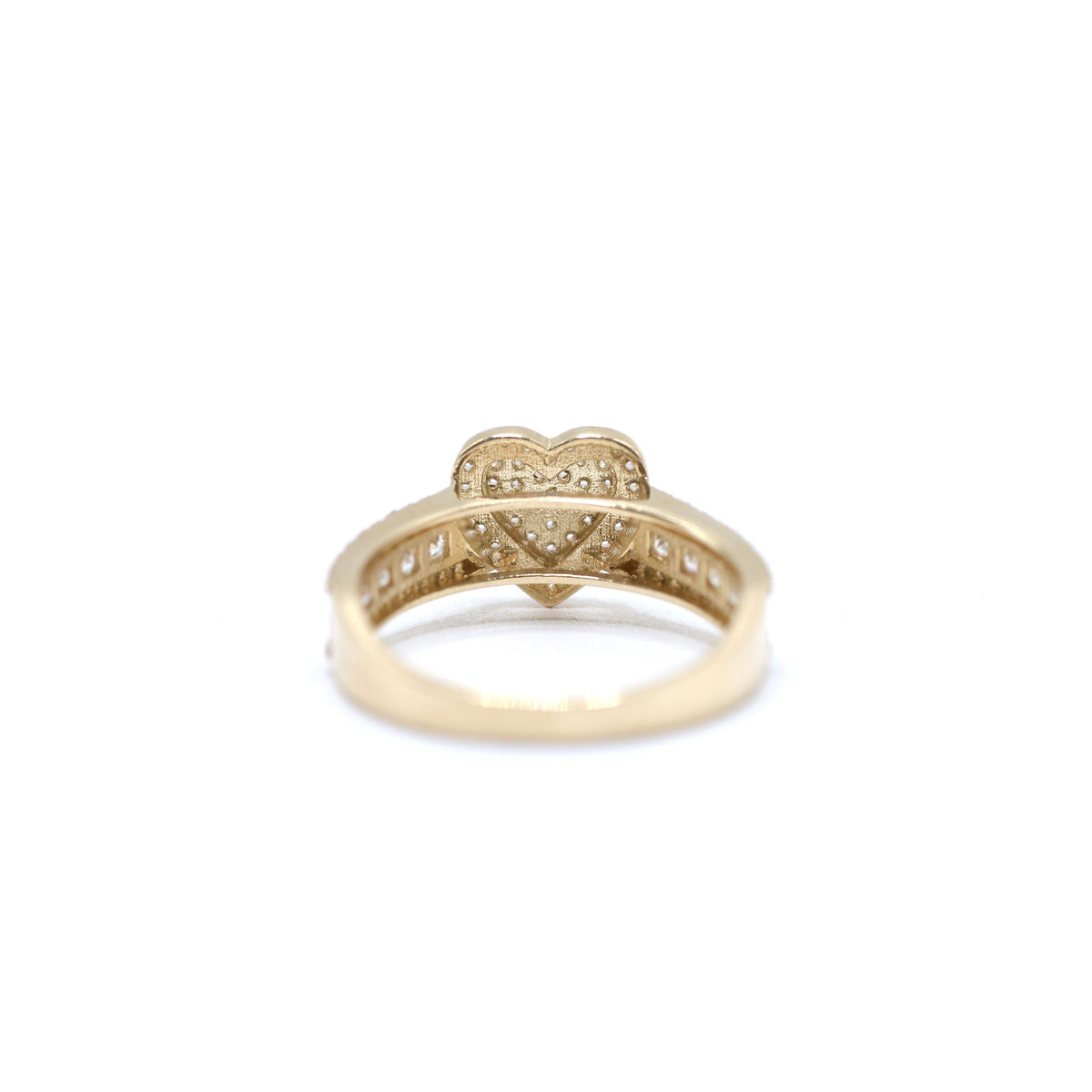 14KT GOLD DOUBLE HEART PAVE CZ RING - AVAILABLE IN 6-9