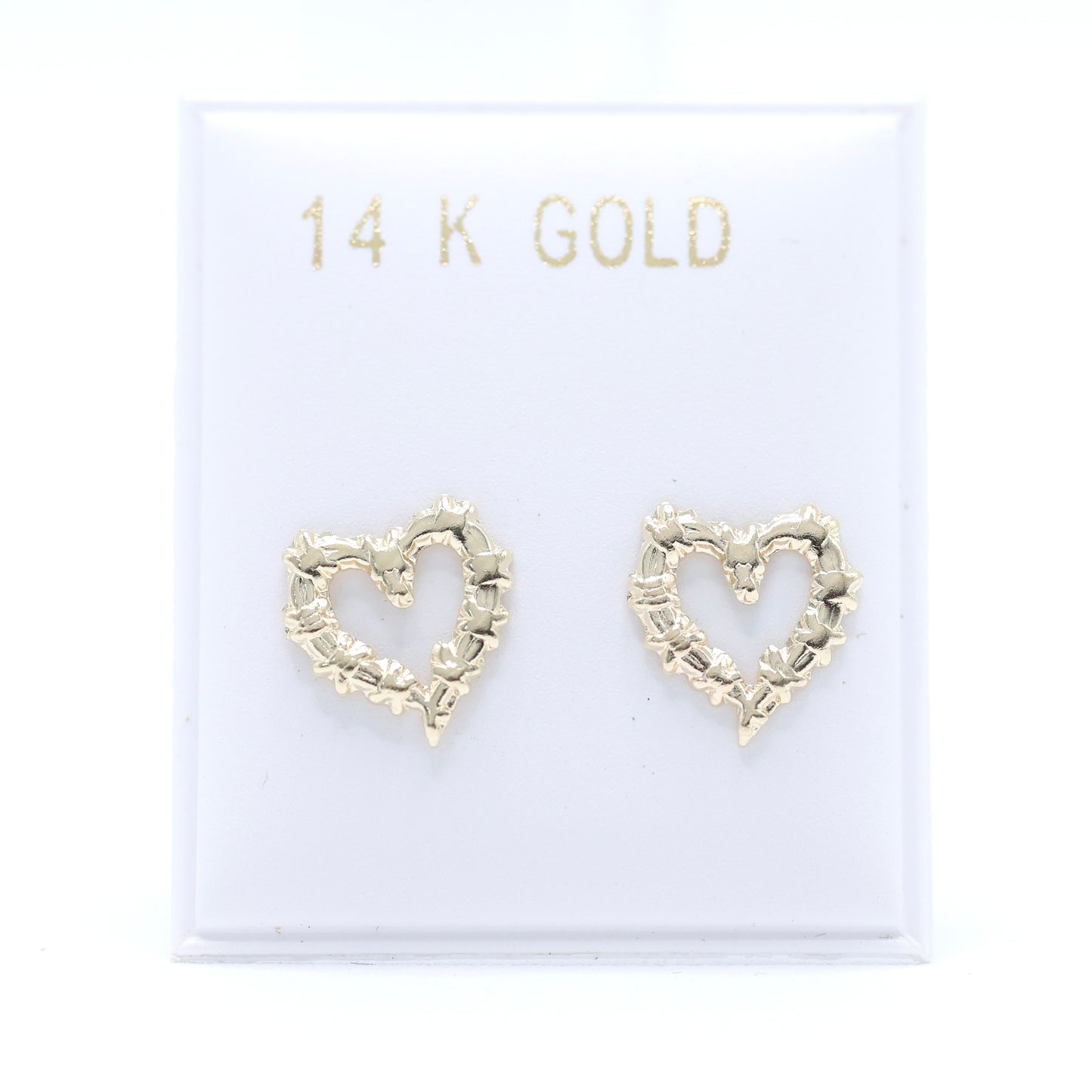 14KT GOLD BICHOTA HEART KG STUD EARRINGS