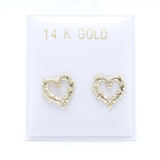 14KT GOLD BICHOTA HEART KG STUD EARRINGS