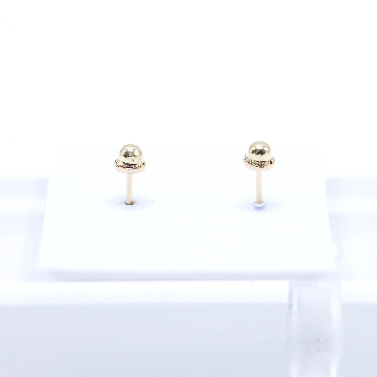 14KT GOLD INFINITY 3 STONE CZ STUD EARRINGS