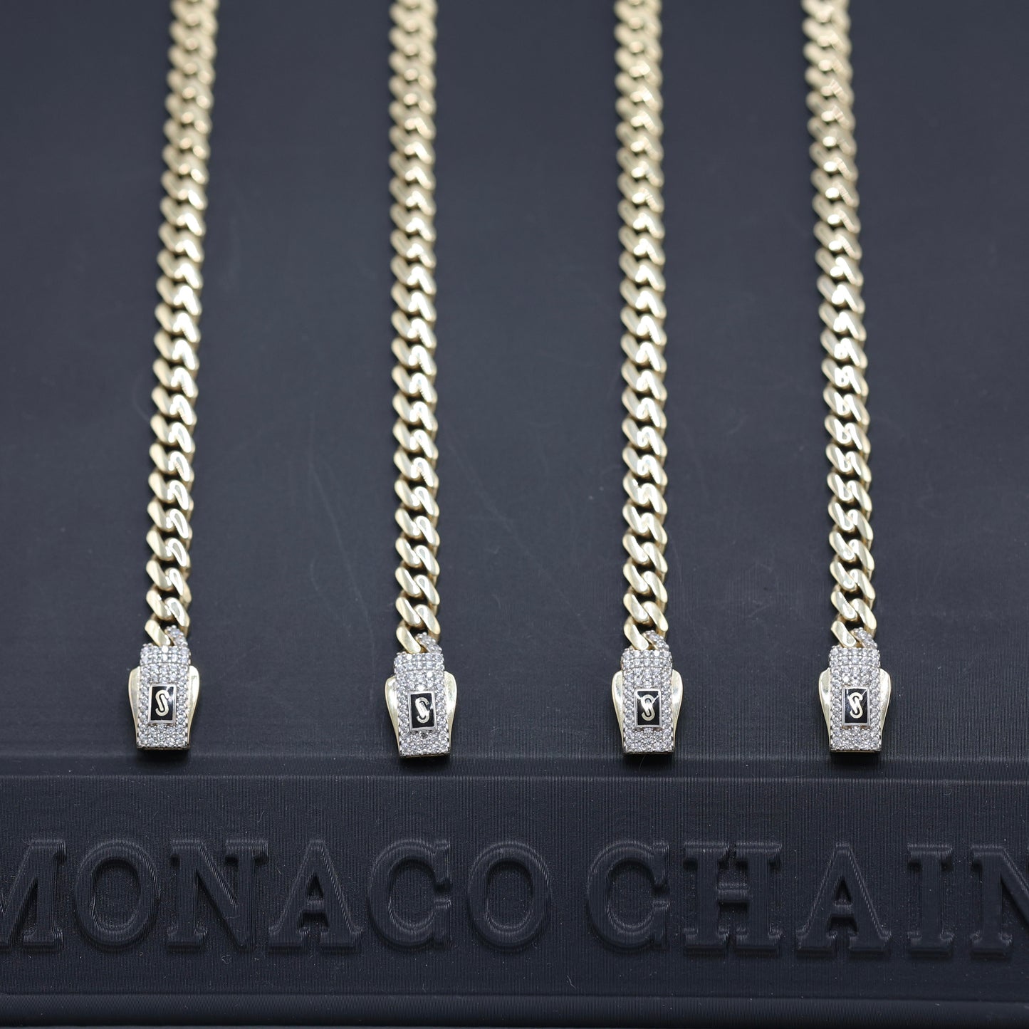 10KT MONACO CHAIN CLASSIC BRACELET - 5MM PAVE LOCK CERTIFIED