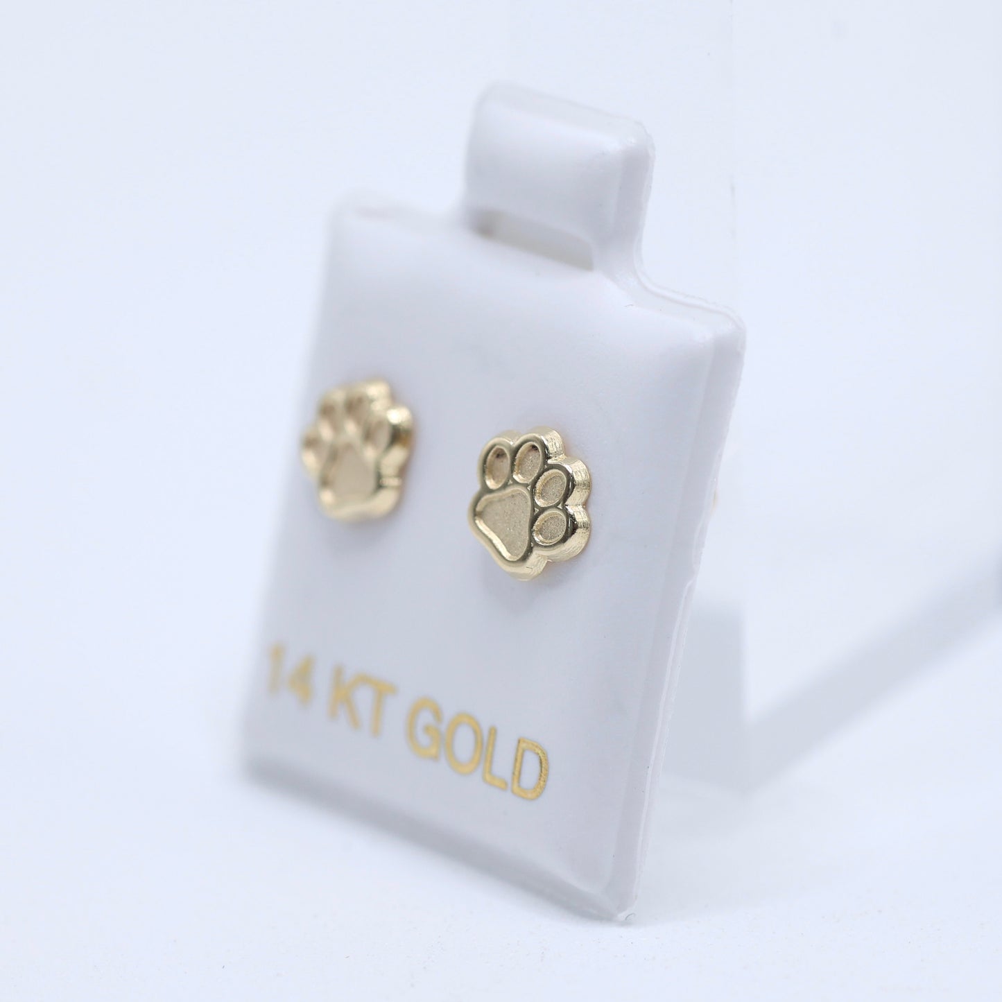 14KT GOLD PAW PRINT SCREW ON EARRINGS