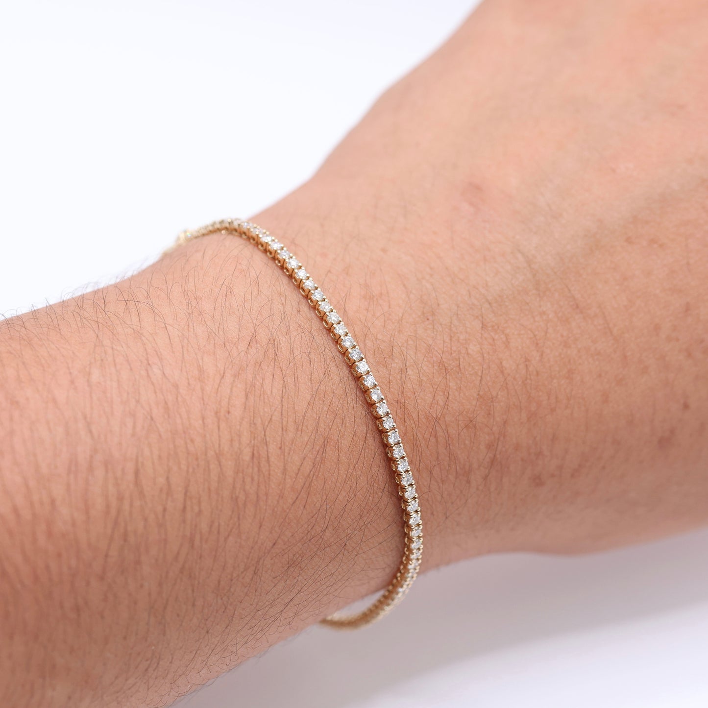 14KT GOLD REAL DIAMOND TENNIS BRACELET - SIZE 7 2 CT LAB GROWN