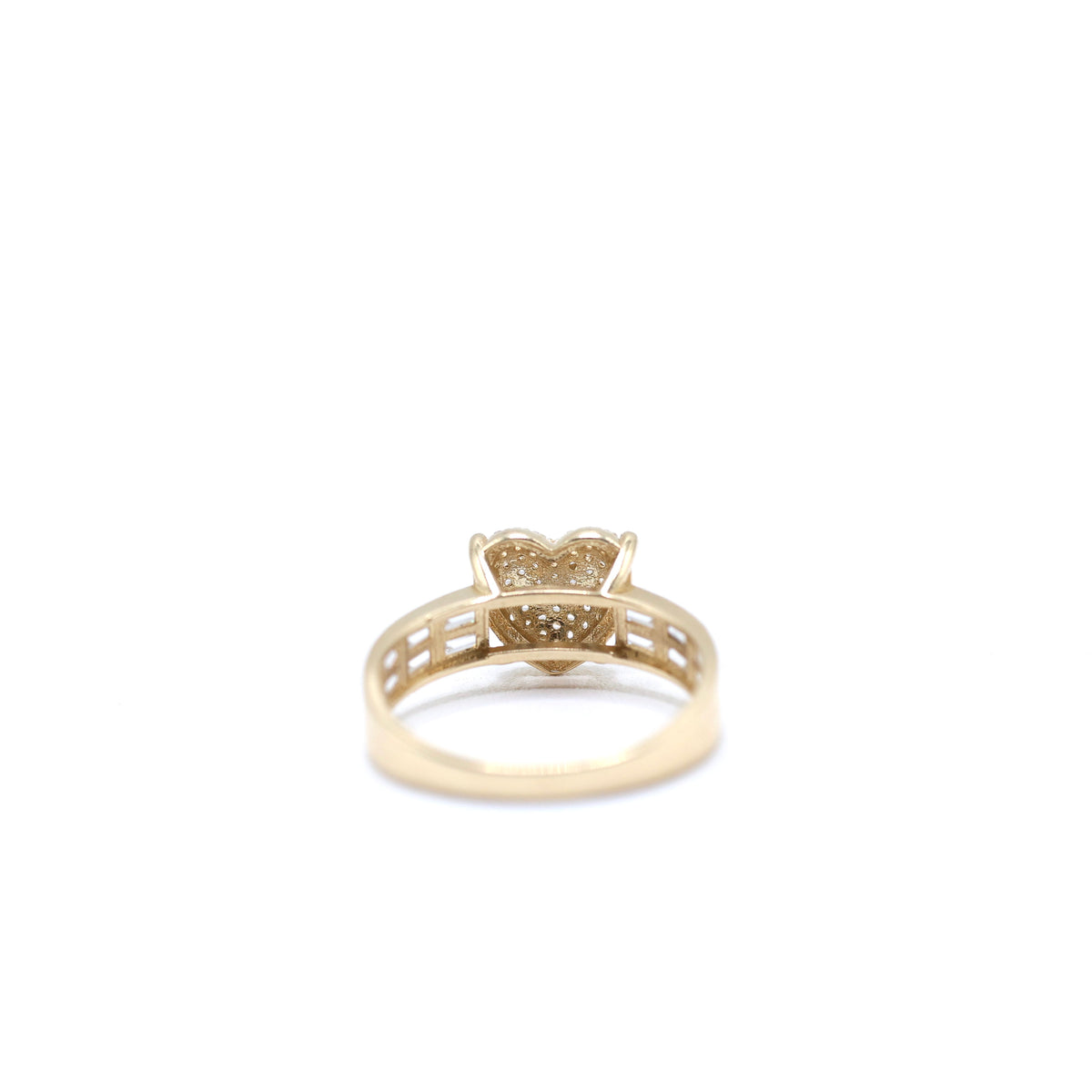 14KT GOLD PUFFY HEART BAGUETTE RING - CZ AVAILABLE IN 6-9