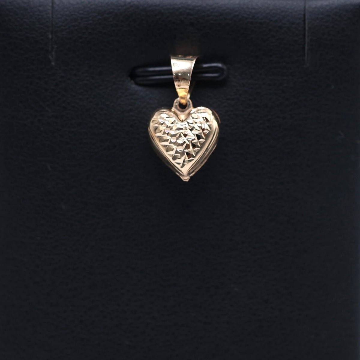 14KT GOLD 3D TEXTURED HEART PENDANT SEMISOLID SMALL PENDANT