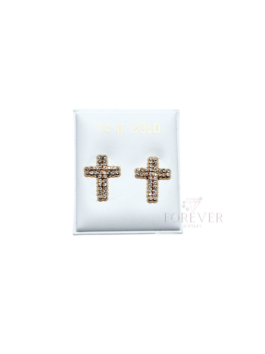 14KT GOLD CROSS EARRINGS