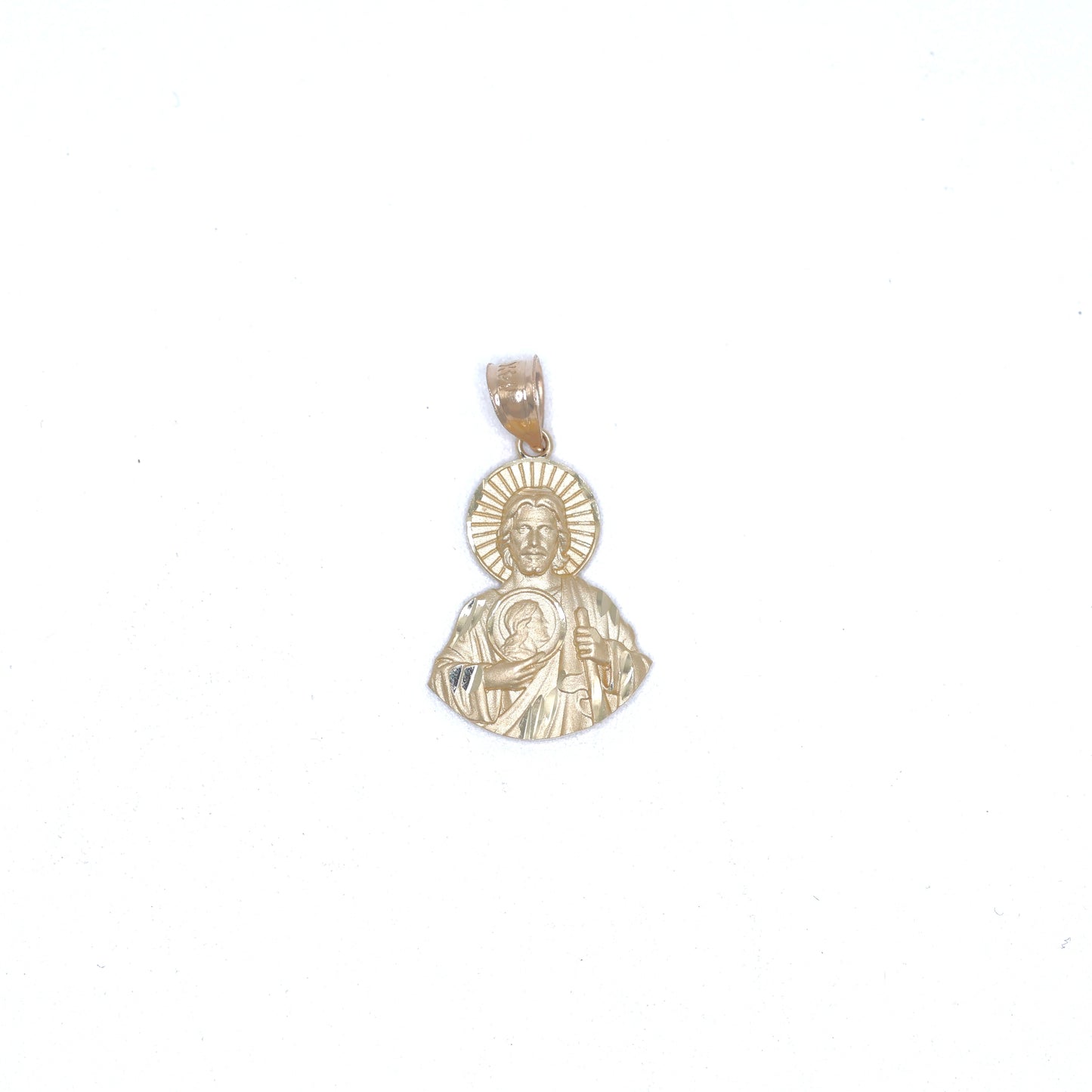 14KT GOLD SAN JUDAS HALF BODY PENDANT - AVAILABLE IN 2 SIZES