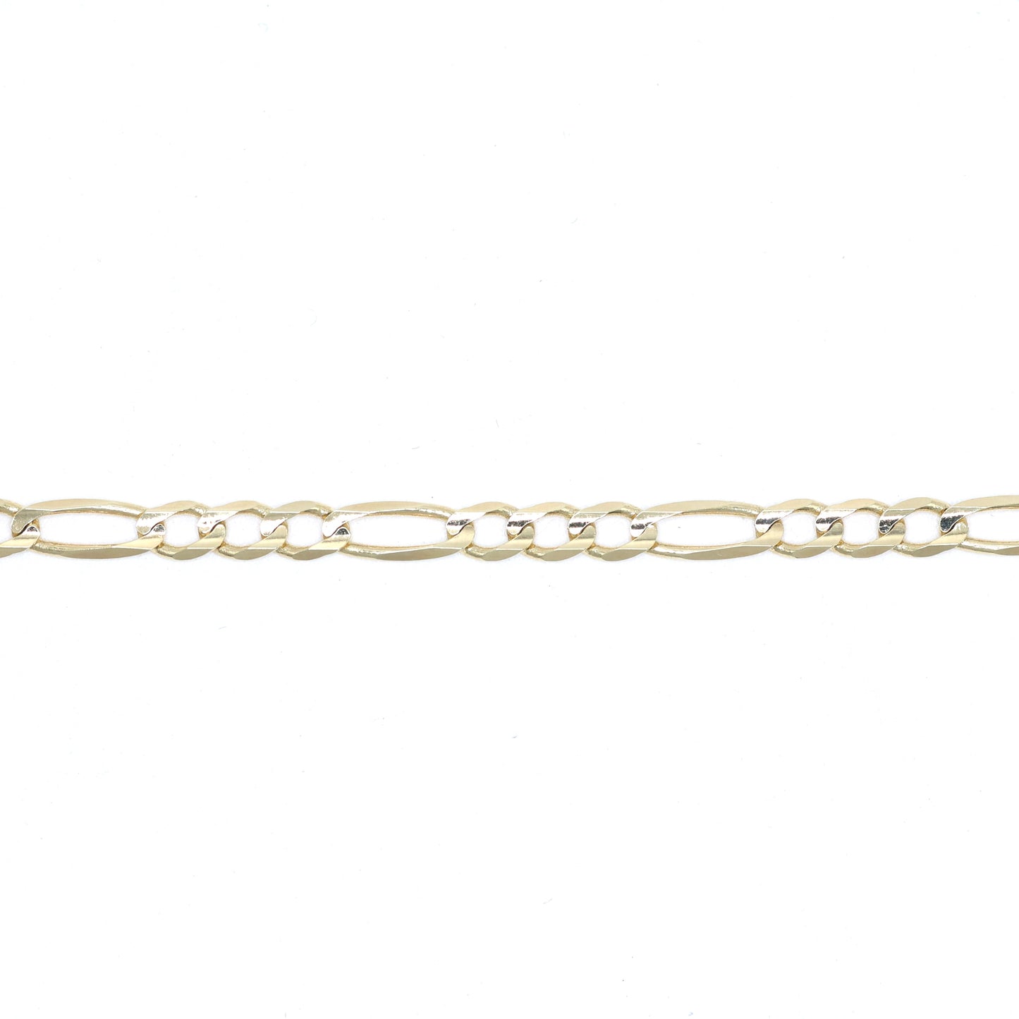 14KT GOLD FIGARO BRACELET - 3.8MM, SOLID - SIZE 7