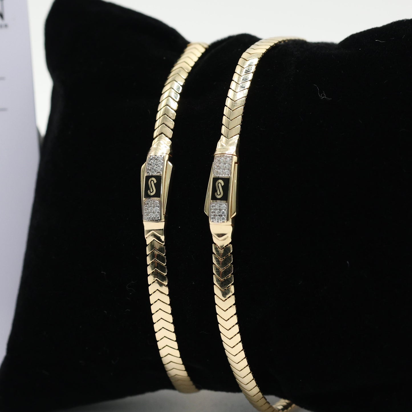 14KT GOLD MONACO CHAIN MERM BRACELET CERTIFIED - 4MM PAVE LOCK