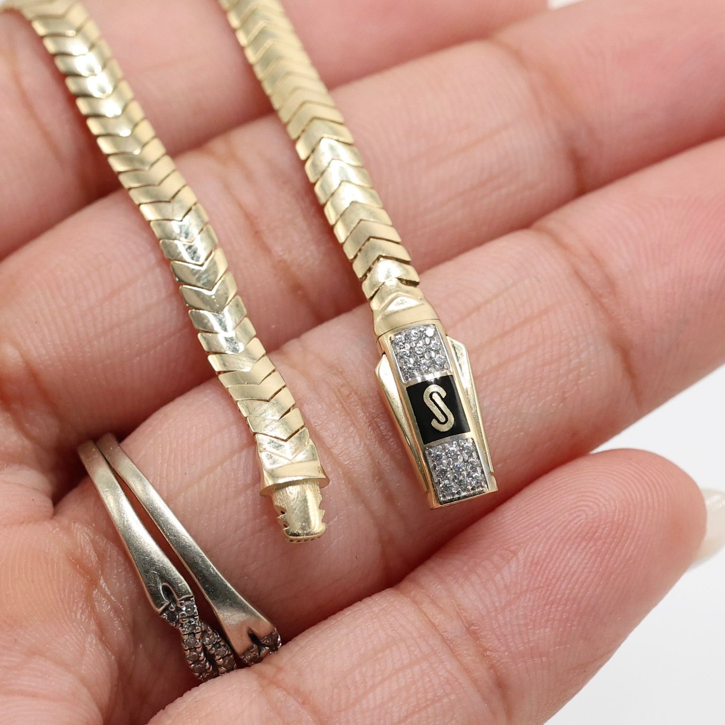 14KT GOLD MONACO CHAIN MERM BRACELET CERTIFIED - 4MM PAVE LOCK