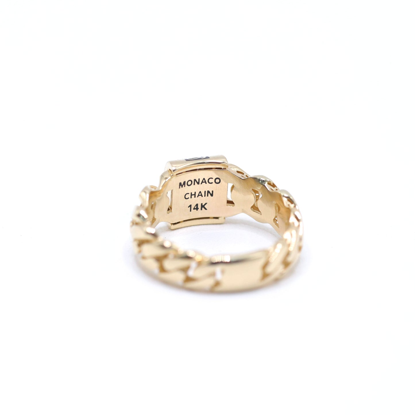 14KT GOLD MONACO CHAIN INITIAL VERA RING - CERTIFIED LETTERS A-Z