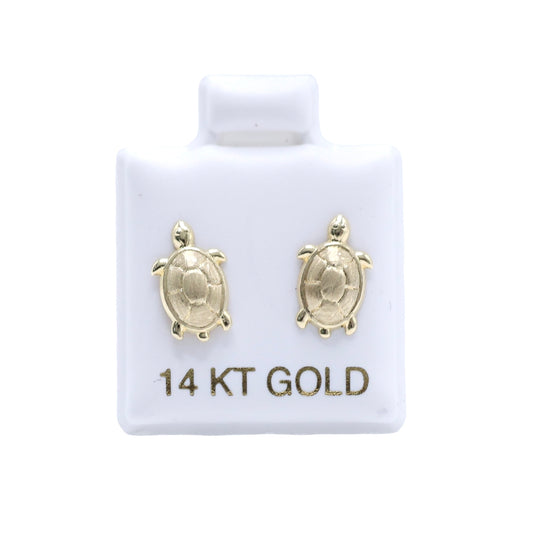 14KT GOLD 3D TURTLE EARRINGS FULL BODY SCREW ON EARRINGS