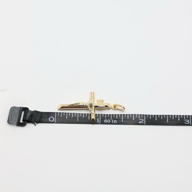 14KT GOLD CRUCIFIX CROSS PENDANT 1 COLOR - 35MM SEMISOLID