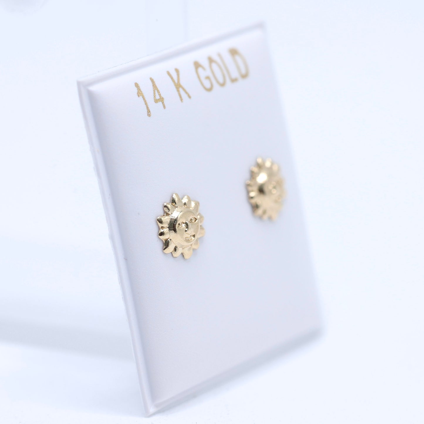14KT GOLD SUN FACE SCREW ON EARRINGS