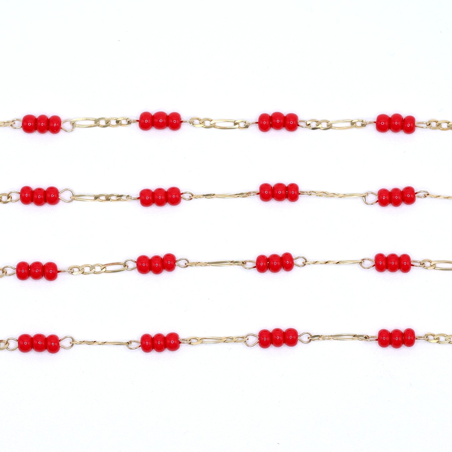 14KT GOLD BABY RED PROTECTION BRACELET - SIZE 6 FIGARO CHAIN