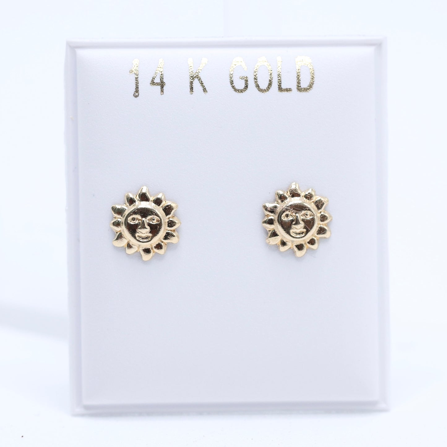 14KT GOLD SUN FACE SCREW ON EARRINGS