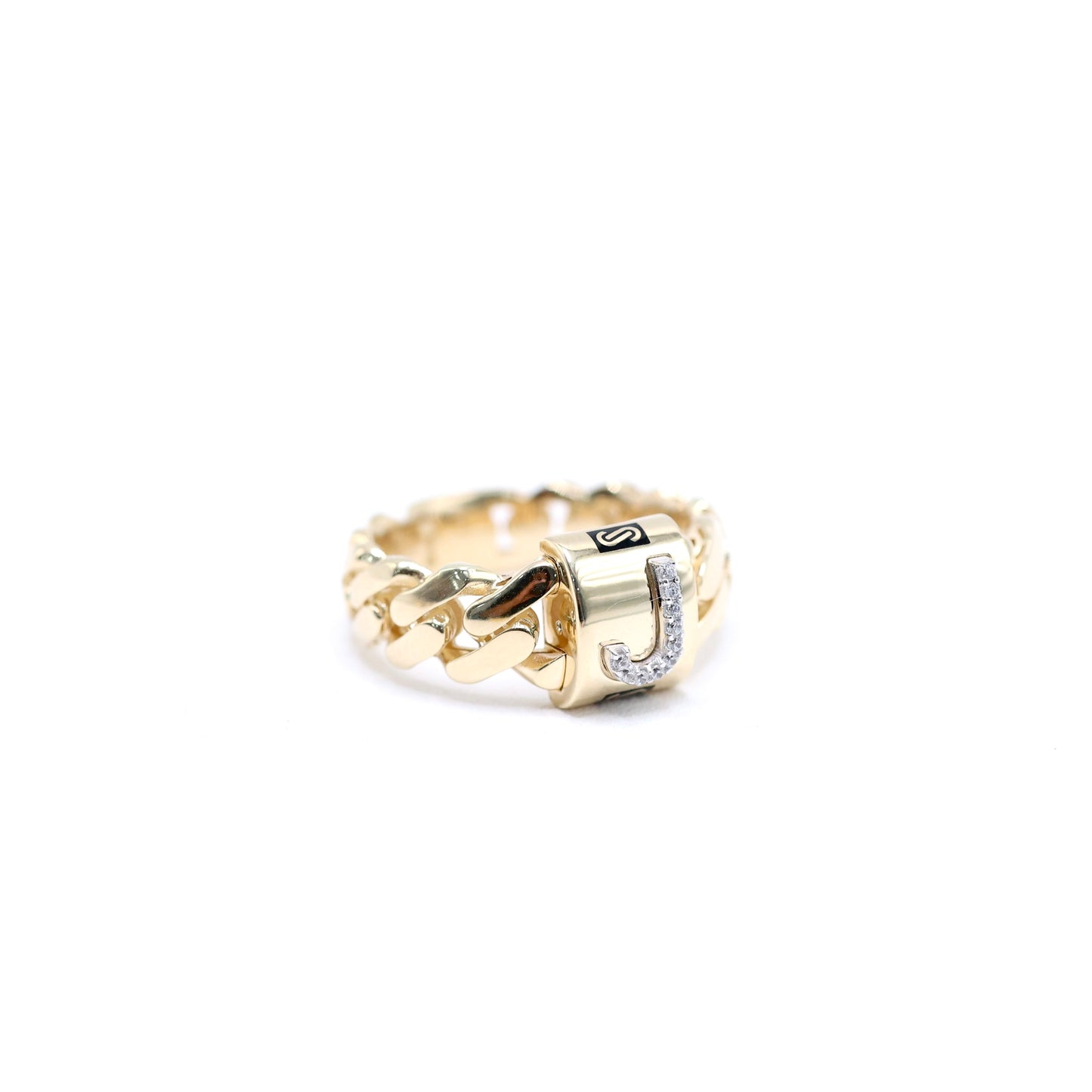 14KT GOLD MONACO CHAIN INITIAL VERA RING - CERTIFIED LETTERS A-Z
