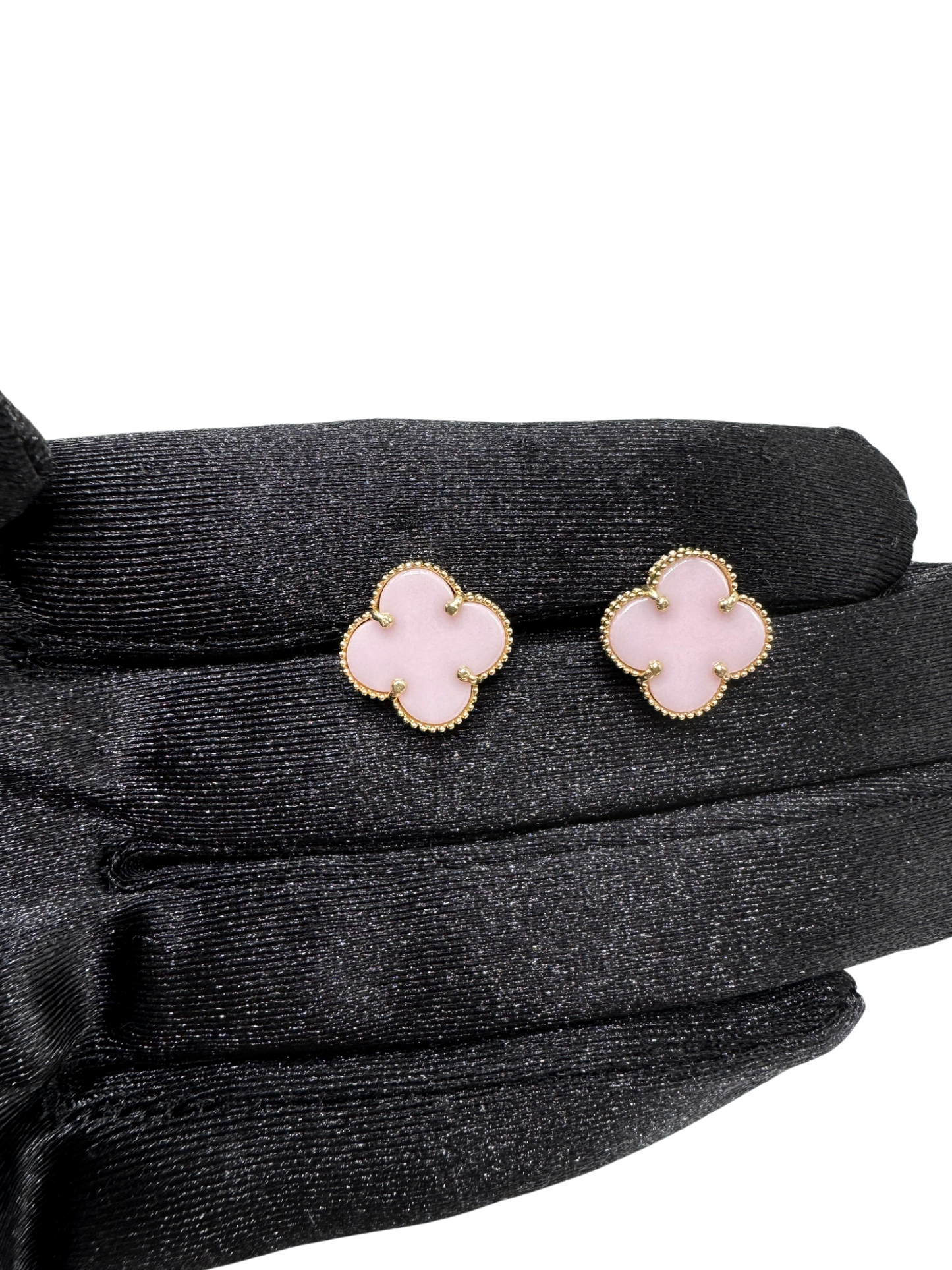 14K GOLD PINK FLOWER EARRINGS