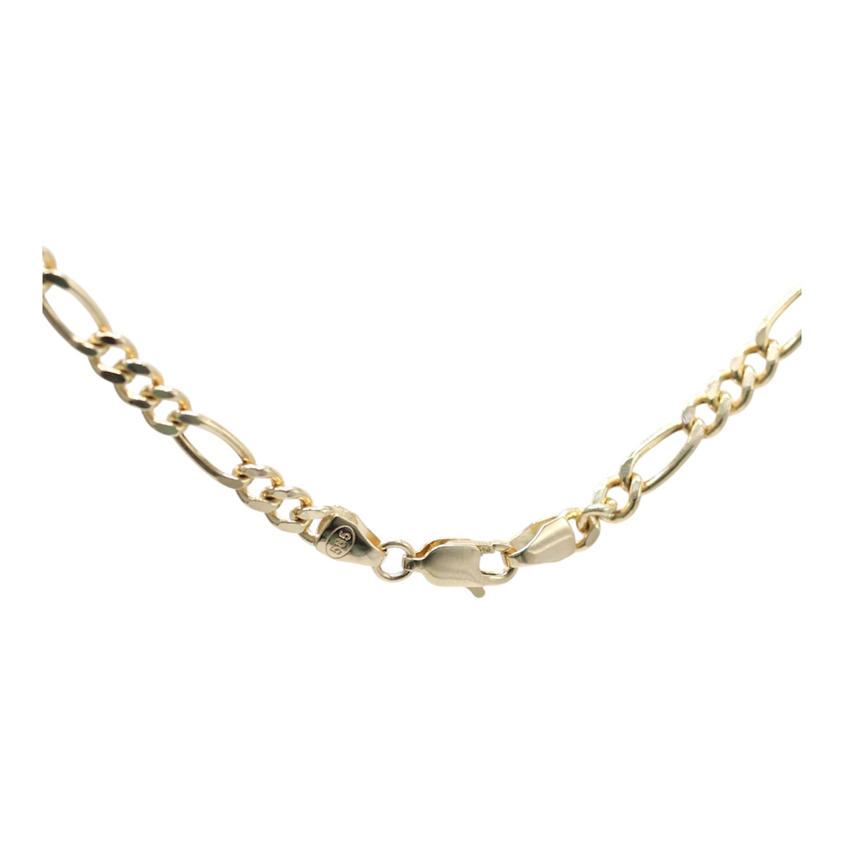 14KT GOLD FIGARO NECKLACE 4MM SEMISOLID SIZE 22"