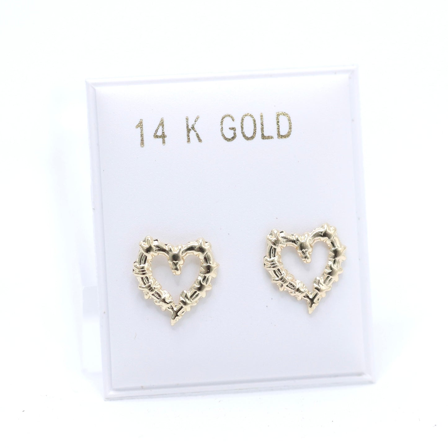 14KT GOLD BICHOTA HEART KG STUD EARRINGS