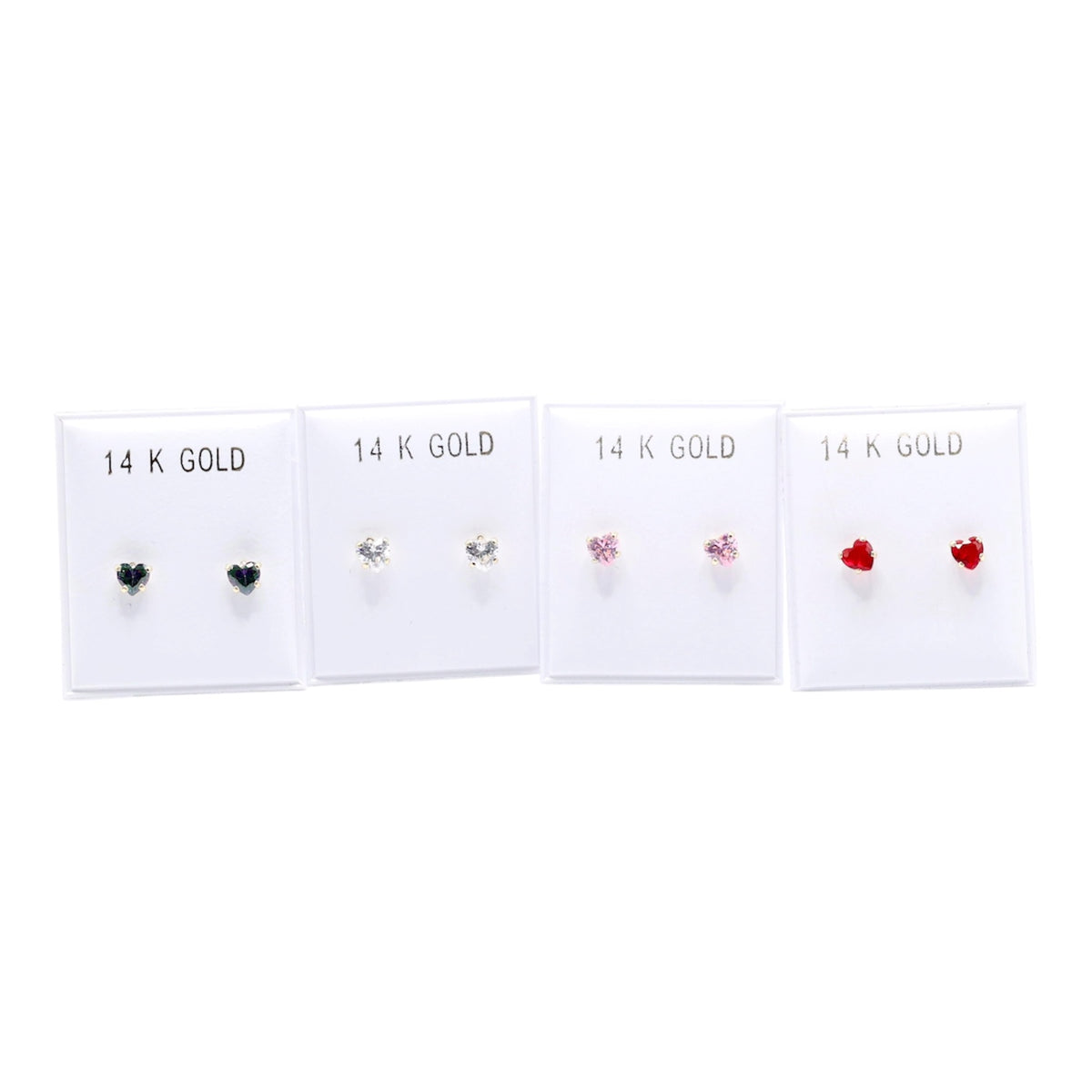 14KT GOLD MINI HEART EARRING SET (4 PIECE)