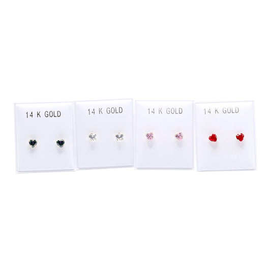 14KT GOLD MINI HEART EARRING SET (4 PIECE)
