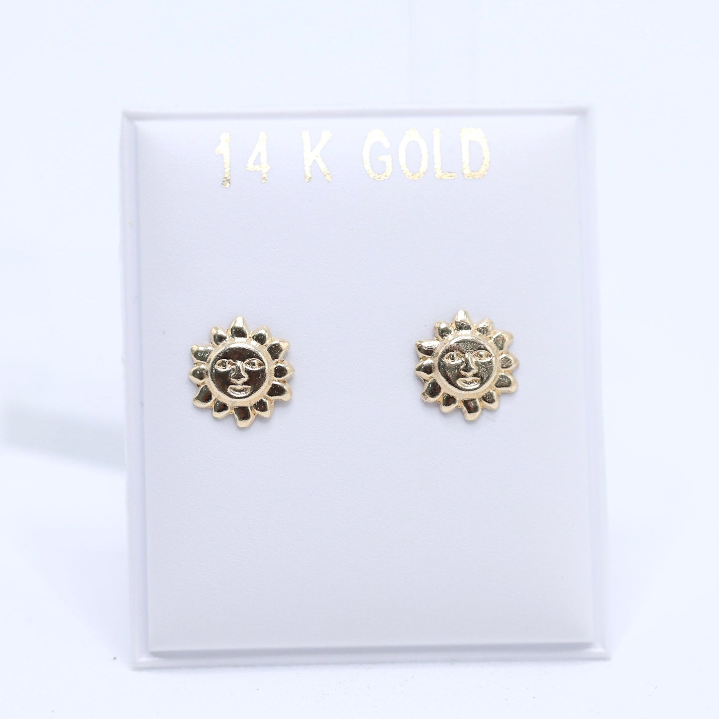 14KT GOLD SUN FACE SCREW ON EARRINGS