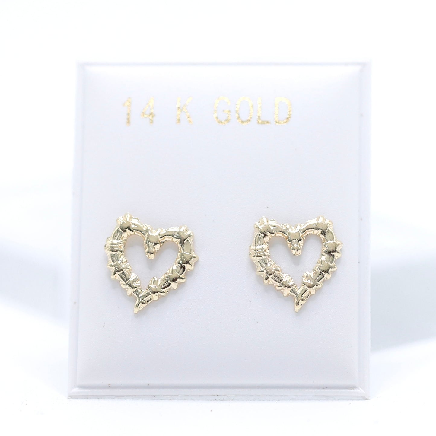 14KT GOLD BICHOTA HEART KG STUD EARRINGS