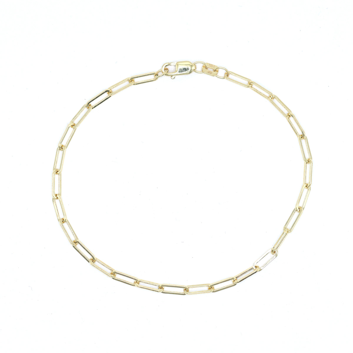 14KT GOLD PAPERCLIP BRACELET 2.5MM SEMISOLID