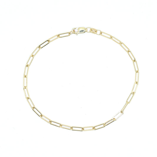 14KT GOLD PAPERCLIP BRACELET 2.5MM SEMISOLID