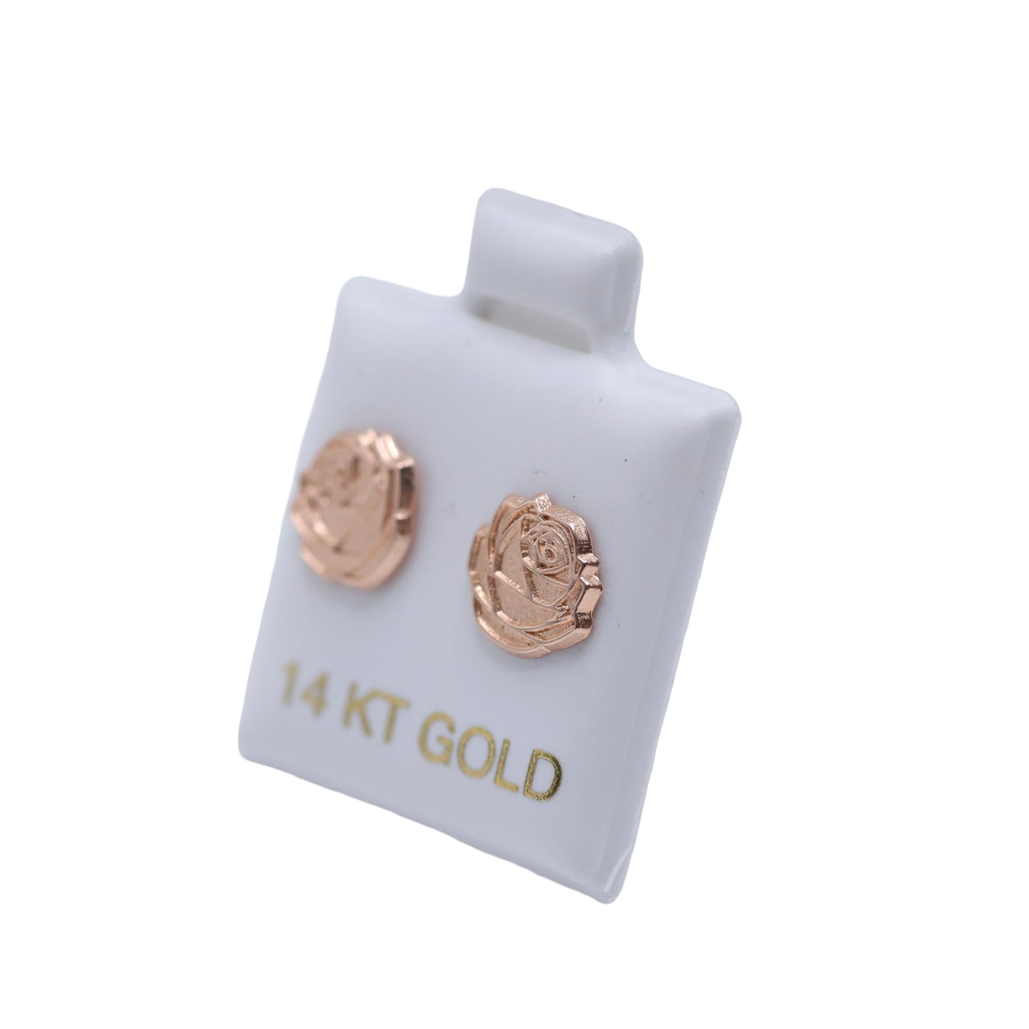 14KT GOLD ROSE TONE ROSE FLOWER EARRINGS SCREW ON BALL EARRINGS