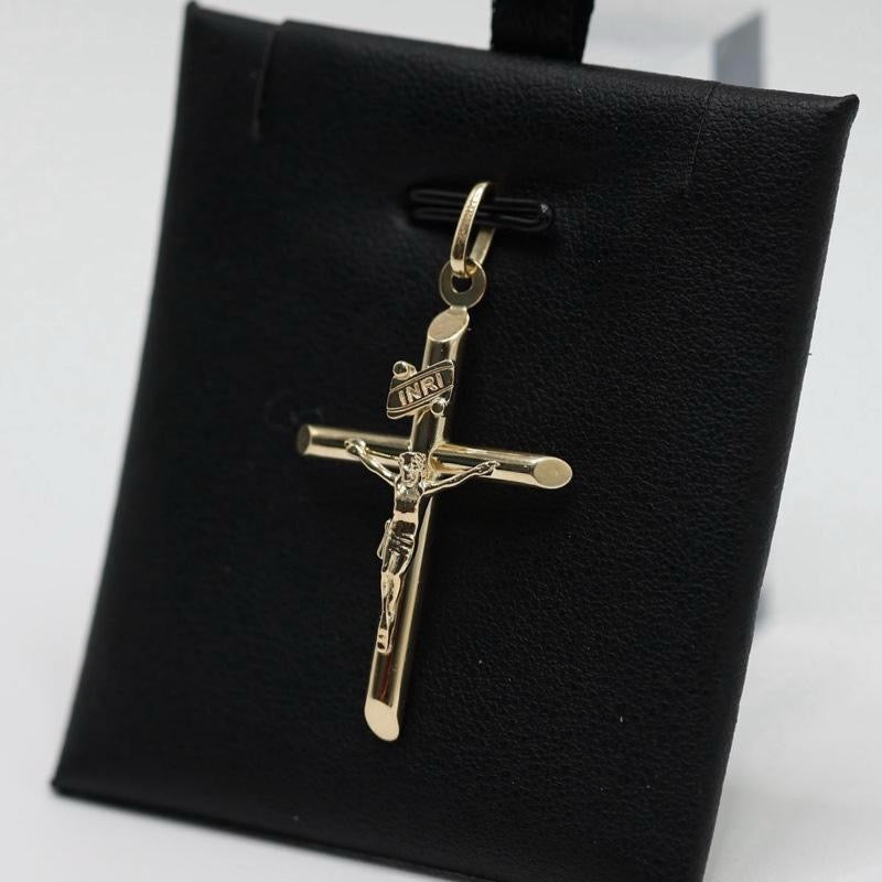 14KT GOLD CRUCIFIX CROSS PENDANT 1 COLOR - 35MM SEMISOLID