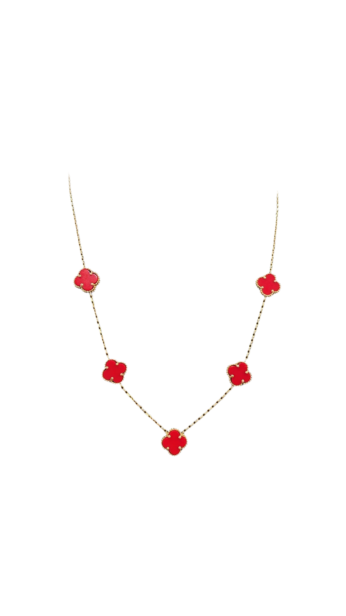 14K GOLD RED FLOWER NECKLACE