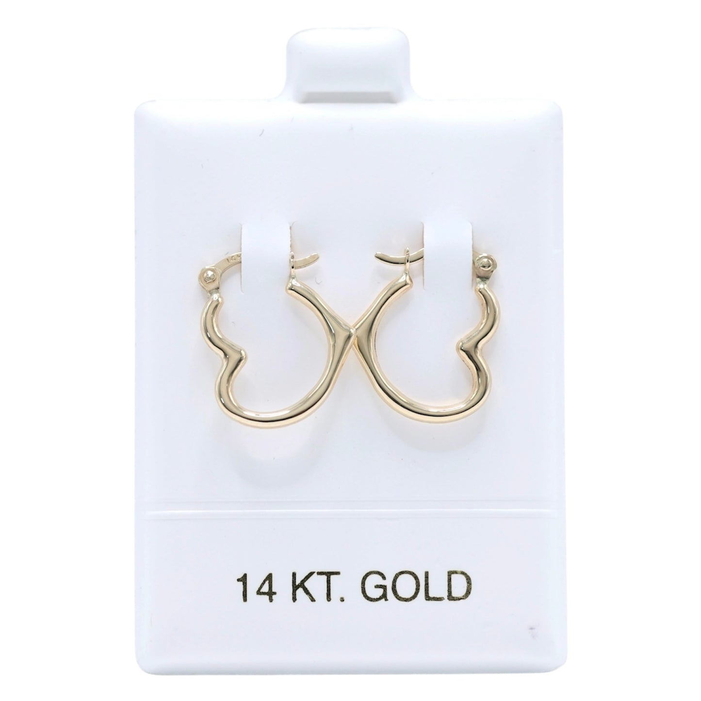 14KT GOLD OPEN HEART HOOPS PUFFY SEMISOLID - AVAILABLE IN 3 SIZES