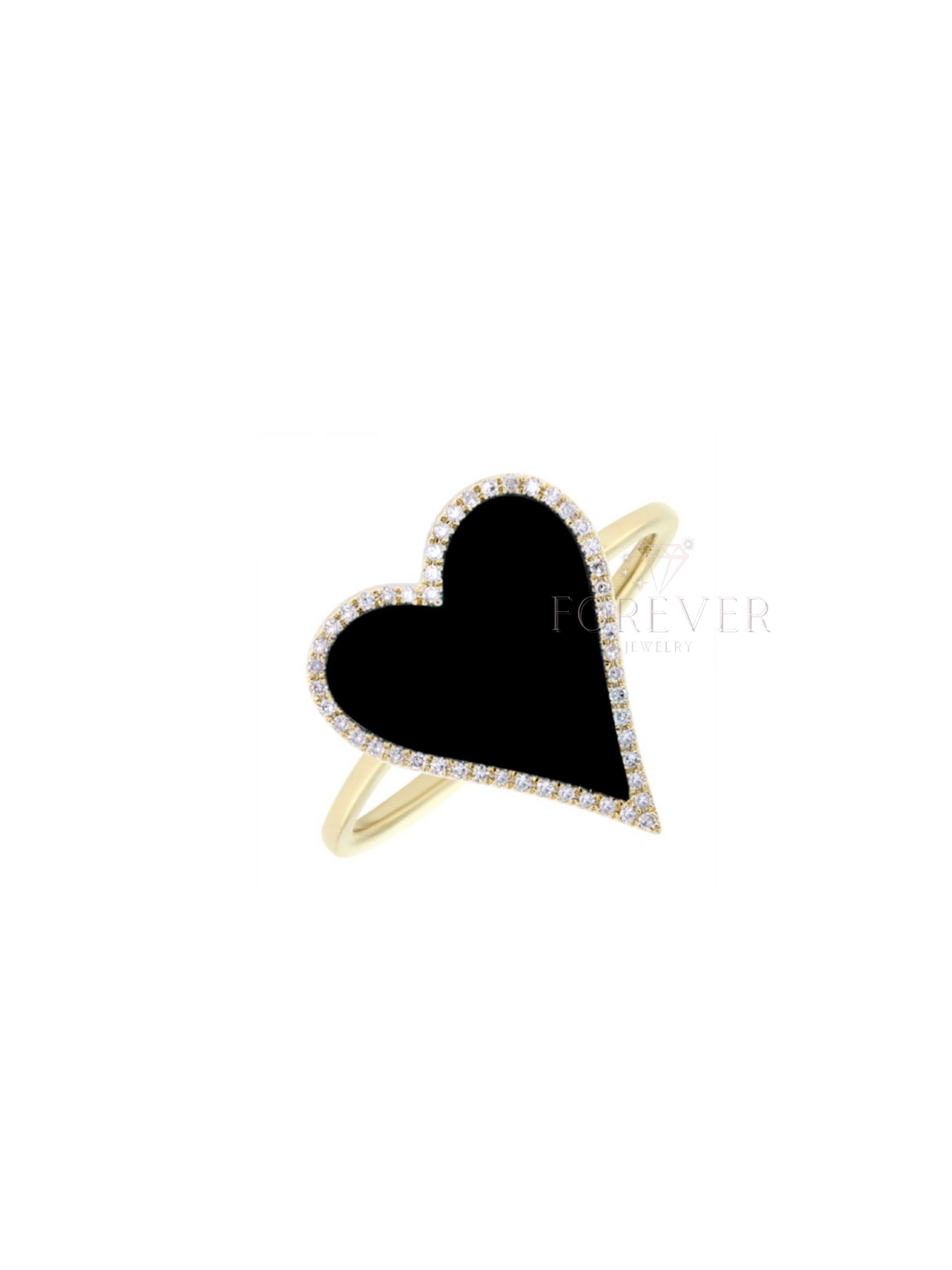 14K DIAMOND & BLACK ONYX HEART