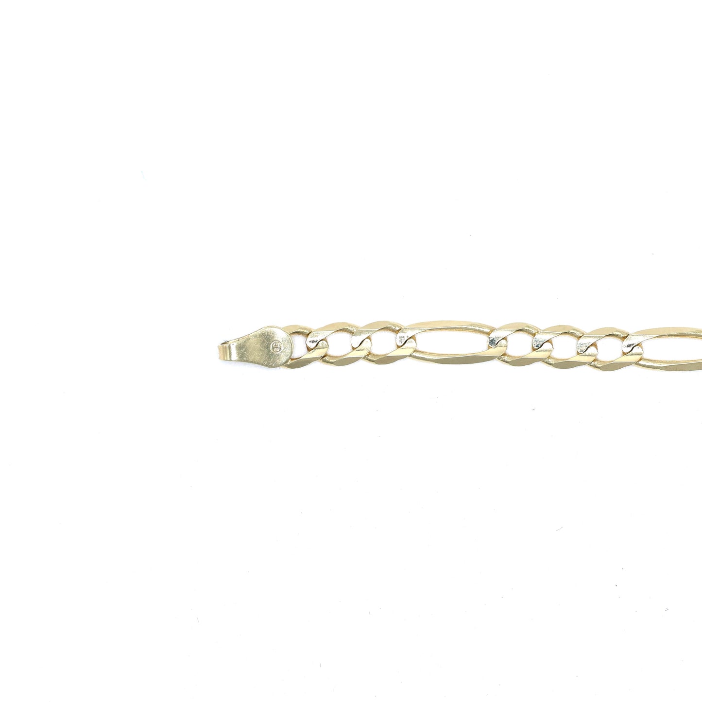 14KT GOLD FIGARO BRACELET - 3.8MM, SOLID - SIZE 7