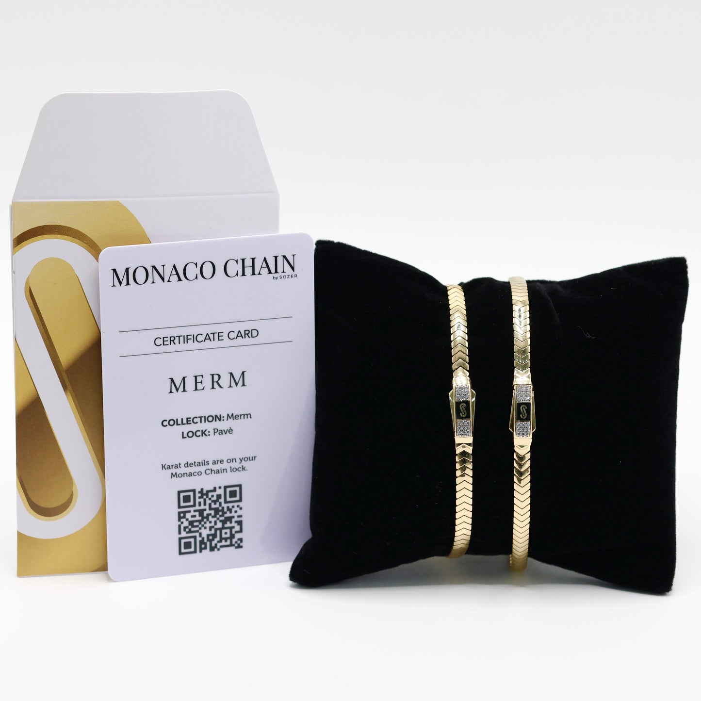 14KT GOLD MONACO CHAIN MERM BRACELET CERTIFIED - 4MM PAVE LOCK