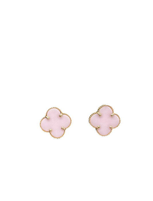 14K GOLD PINK FLOWER EARRINGS