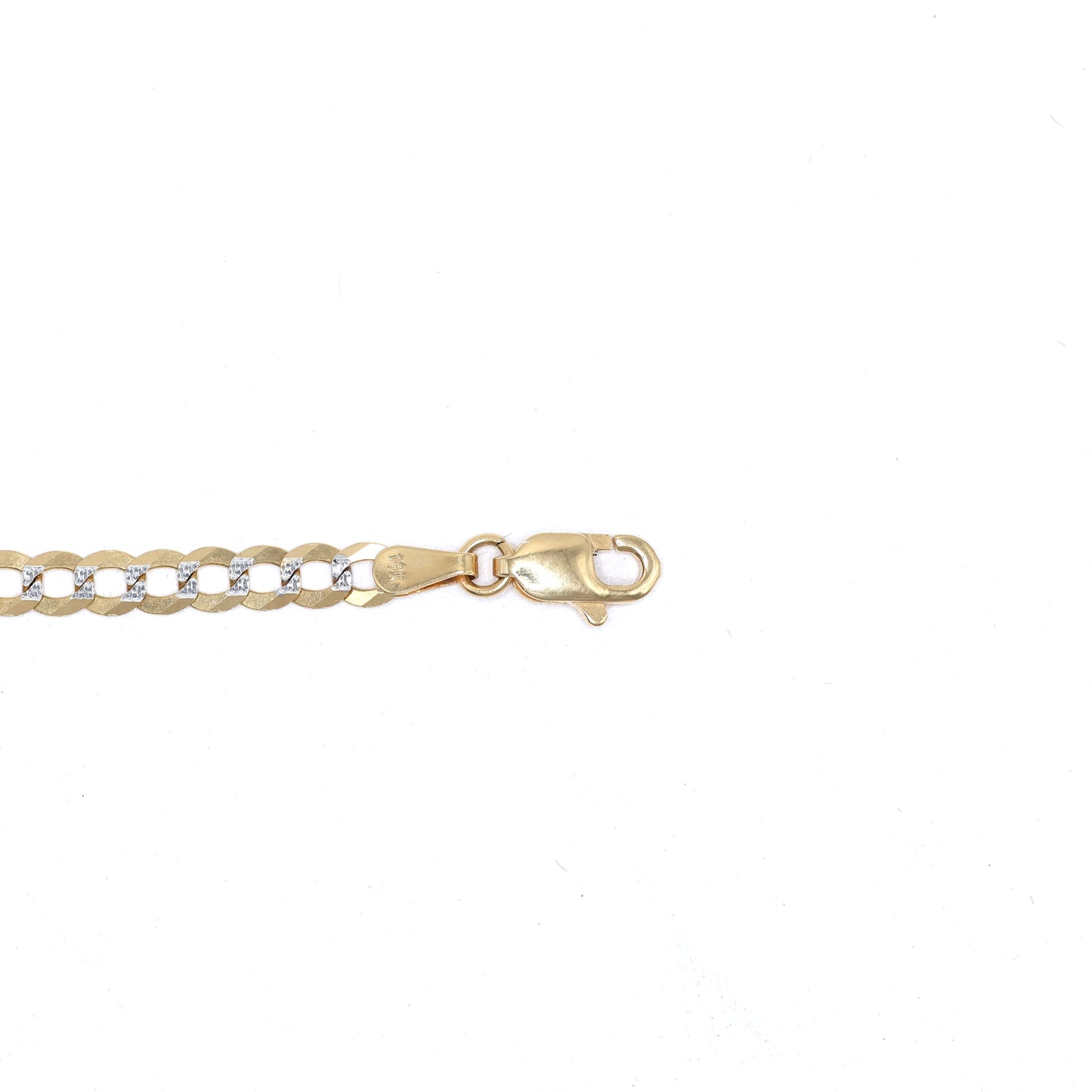 14KT GOLD 4MM DIAMOND CUT CUBAN BRACELET - SOLID