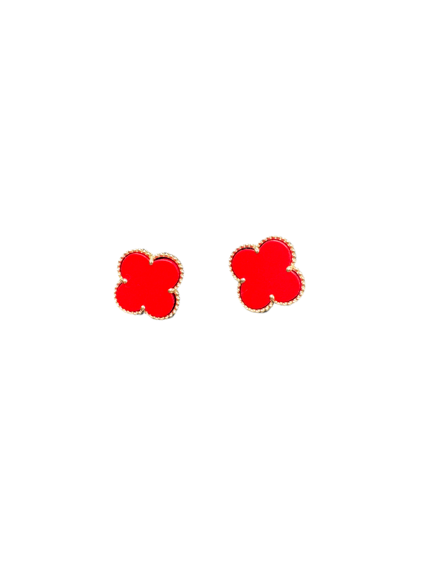 14K GOLD RED FLOWER EARRINGS